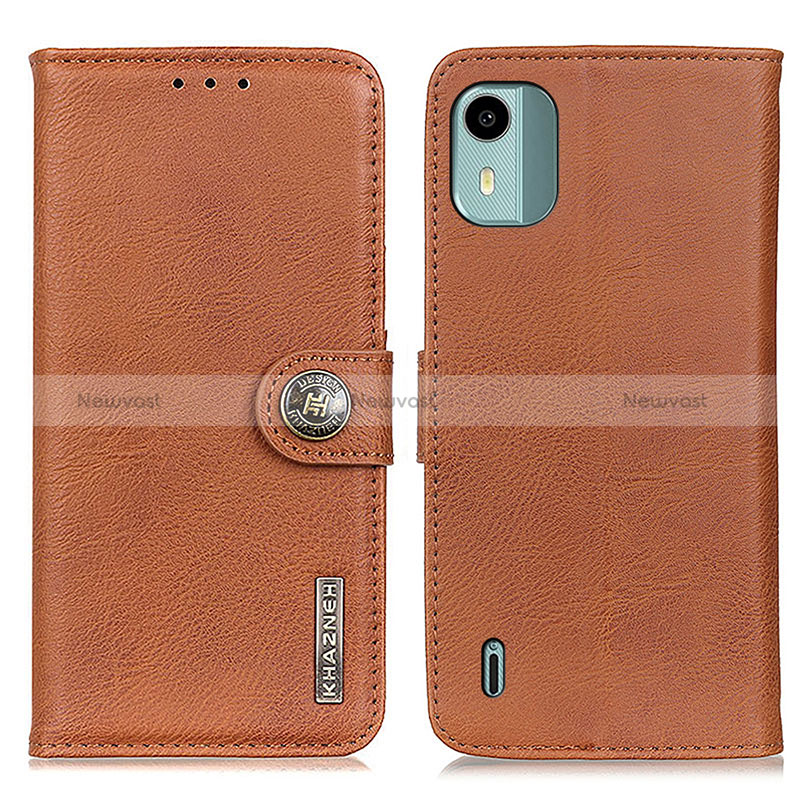 Leather Case Stands Flip Cover Holder K02Z for Nokia C12 Plus Brown