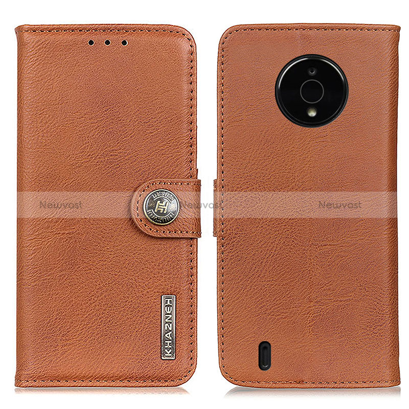 Leather Case Stands Flip Cover Holder K02Z for Nokia C200 Brown