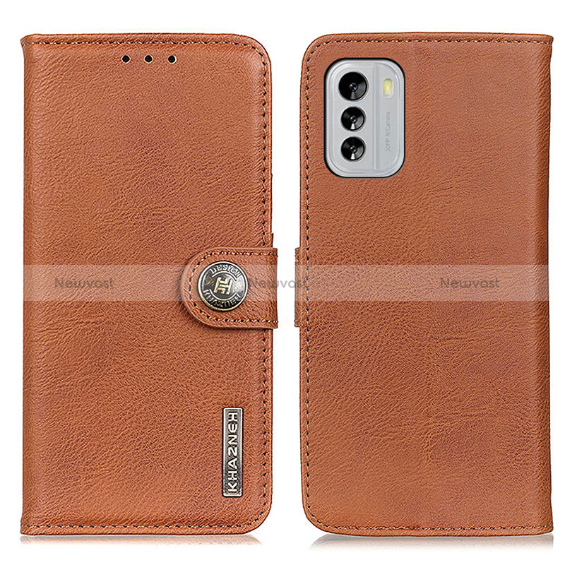 Leather Case Stands Flip Cover Holder K02Z for Nokia G60 5G Brown