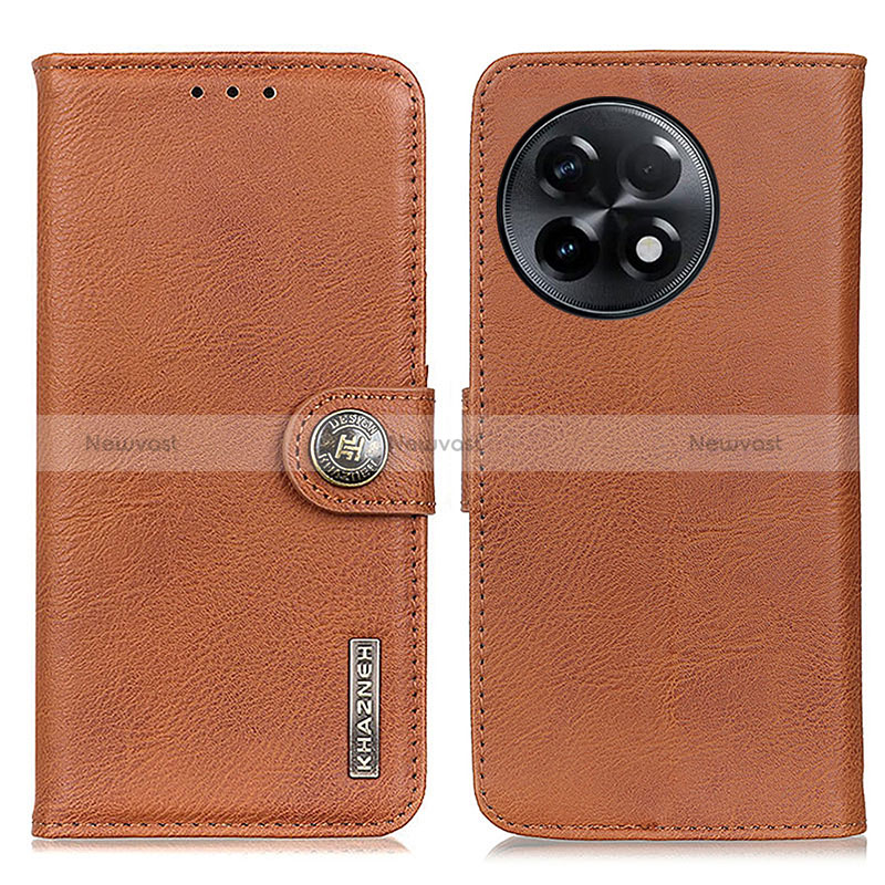 Leather Case Stands Flip Cover Holder K02Z for OnePlus Ace 2 Pro 5G Brown