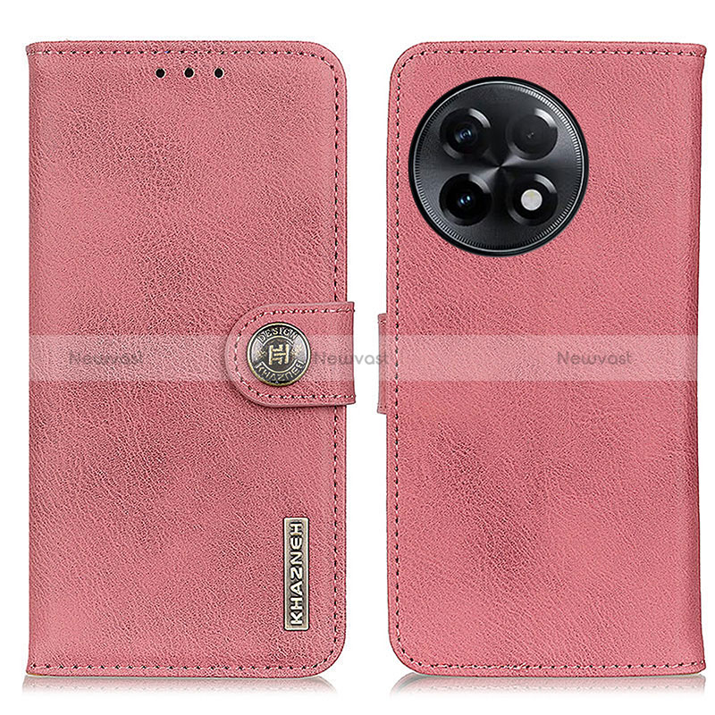 Leather Case Stands Flip Cover Holder K02Z for OnePlus Ace 2 Pro 5G Pink