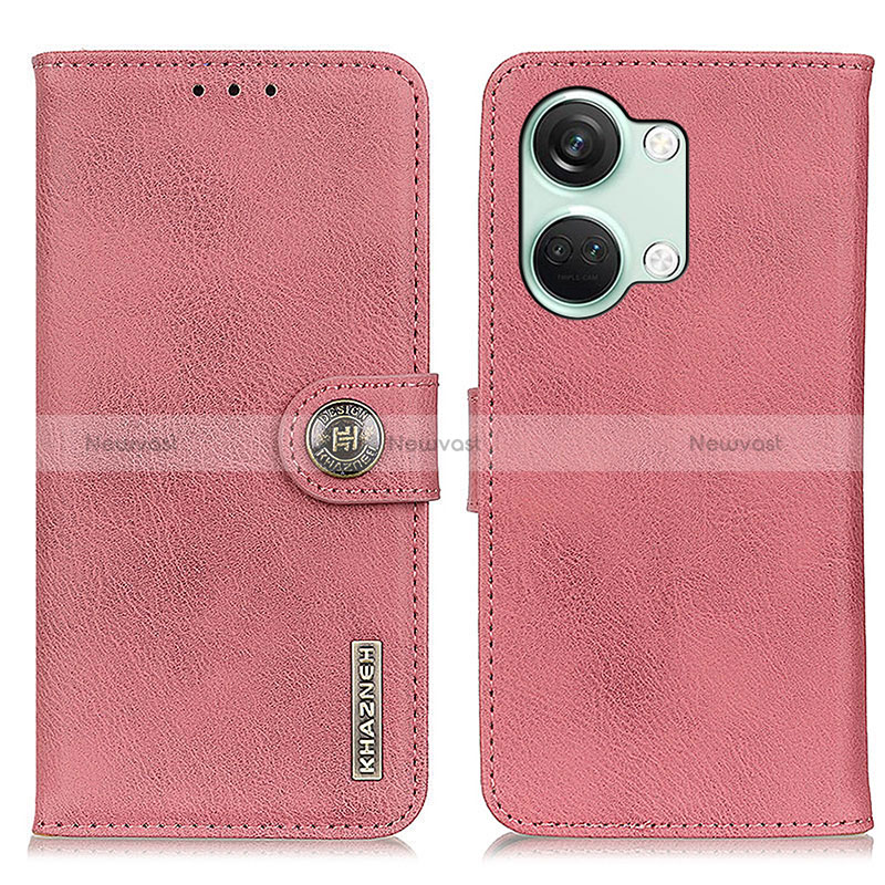 Leather Case Stands Flip Cover Holder K02Z for OnePlus Nord 3 5G Pink