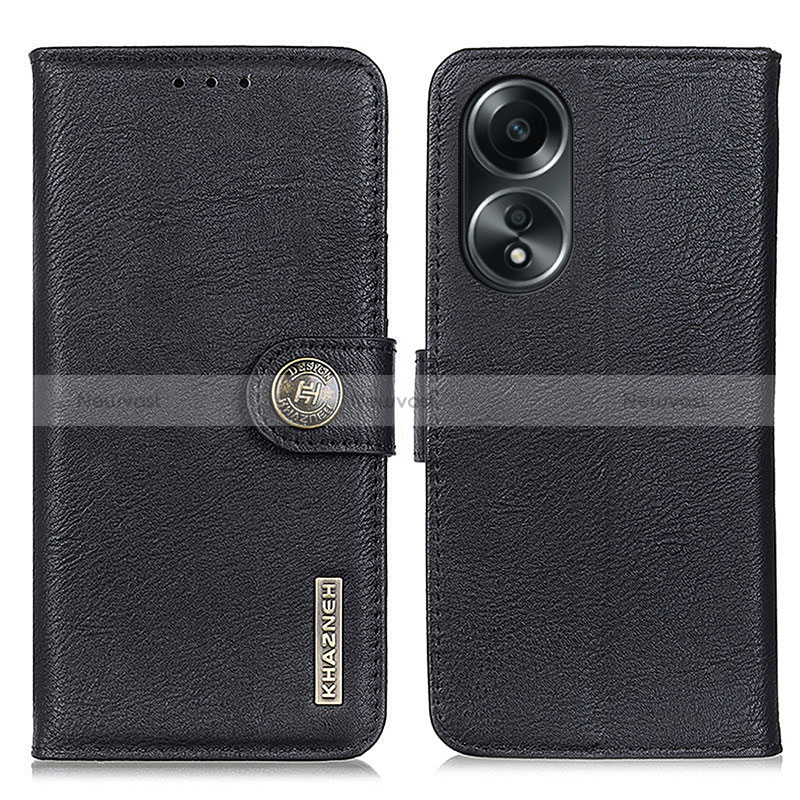 Leather Case Stands Flip Cover Holder K02Z for Oppo A18 Black
