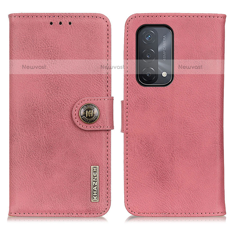 Leather Case Stands Flip Cover Holder K02Z for Oppo A93 5G Pink