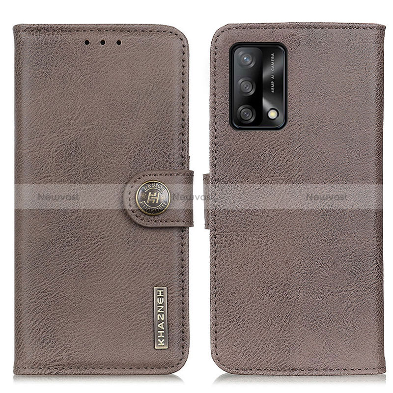 Leather Case Stands Flip Cover Holder K02Z for Oppo Reno6 Lite Gray