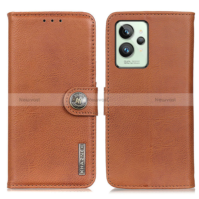 Leather Case Stands Flip Cover Holder K02Z for Realme GT2 Pro 5G Brown