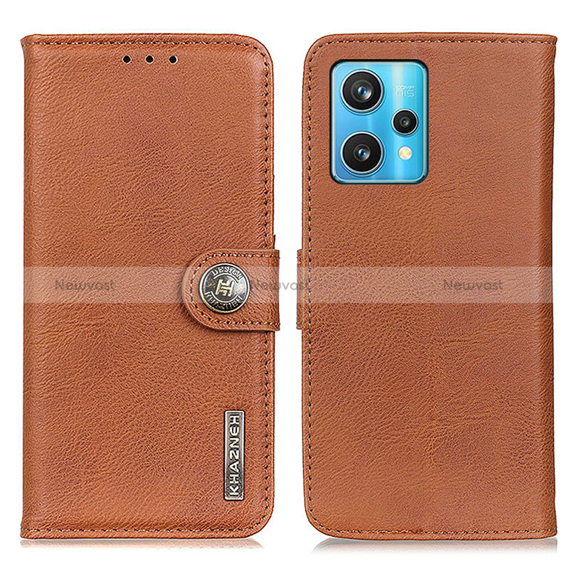 Leather Case Stands Flip Cover Holder K02Z for Realme Narzo 50 Pro 5G Brown