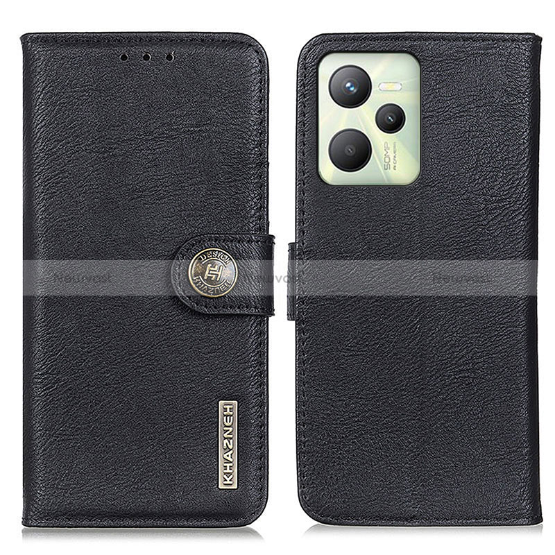 Leather Case Stands Flip Cover Holder K02Z for Realme Narzo 50A Prime Black