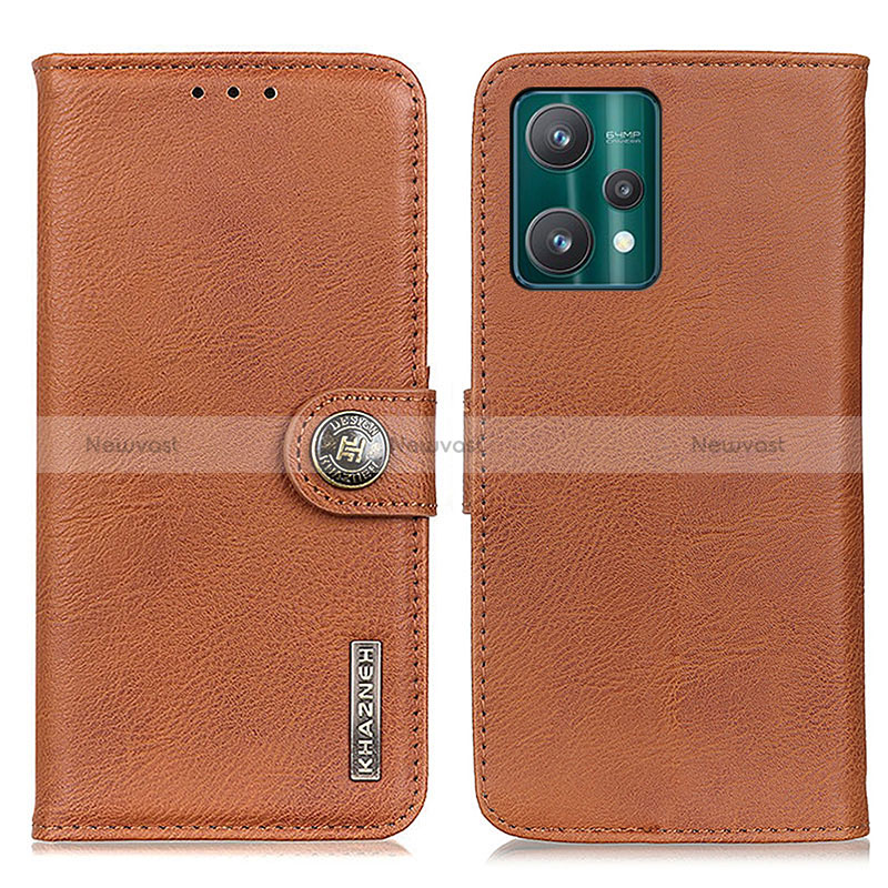 Leather Case Stands Flip Cover Holder K02Z for Realme Q5 5G Brown