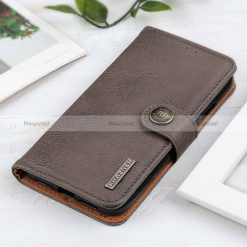 Leather Case Stands Flip Cover Holder K02Z for Samsung Galaxy A23 5G SC-56C Gray