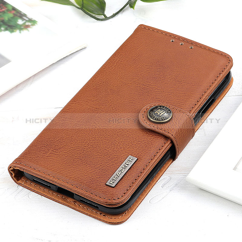 Leather Case Stands Flip Cover Holder K02Z for Samsung Galaxy F23 5G Brown