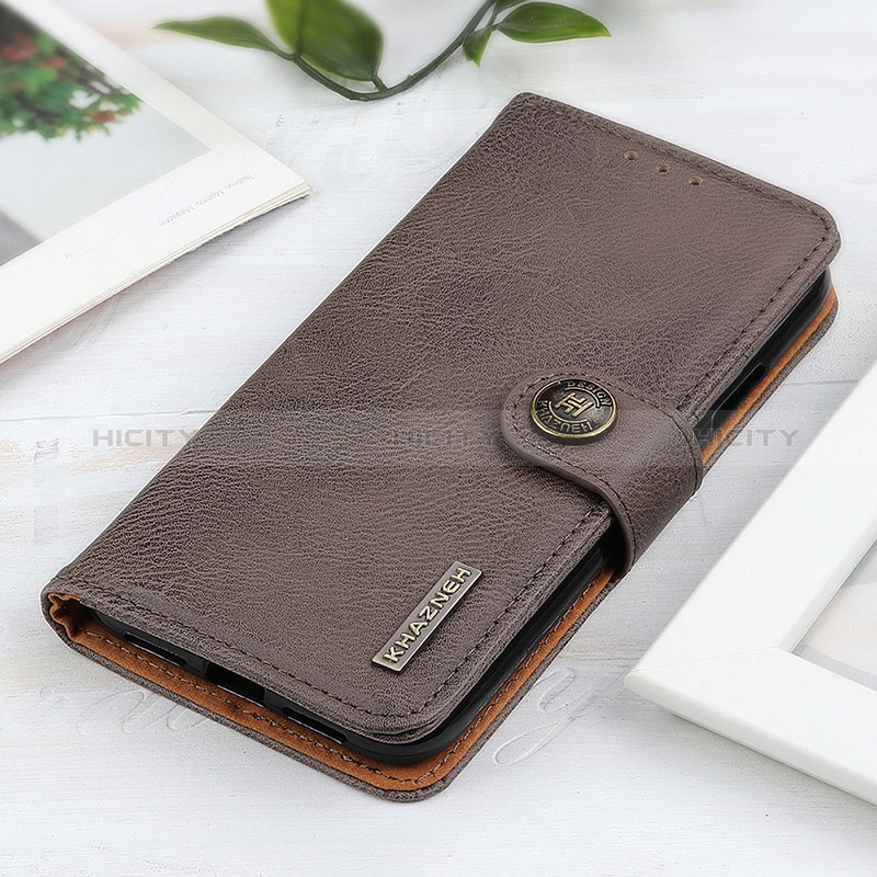 Leather Case Stands Flip Cover Holder K02Z for Samsung Galaxy F23 5G Gray