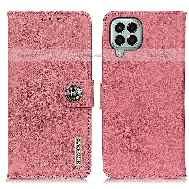 Leather Case Stands Flip Cover Holder K02Z for Samsung Galaxy M33 5G Pink