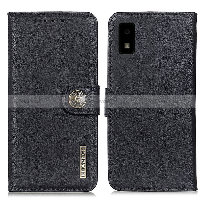 Leather Case Stands Flip Cover Holder K02Z for Sharp Aquos wish2 Black