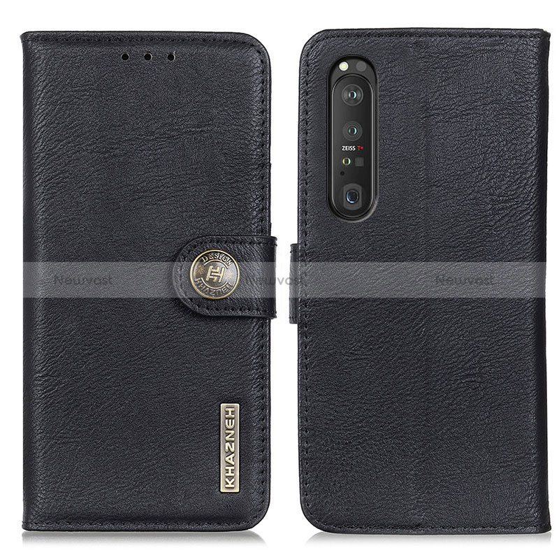 Leather Case Stands Flip Cover Holder K02Z for Sony Xperia 1 III Black