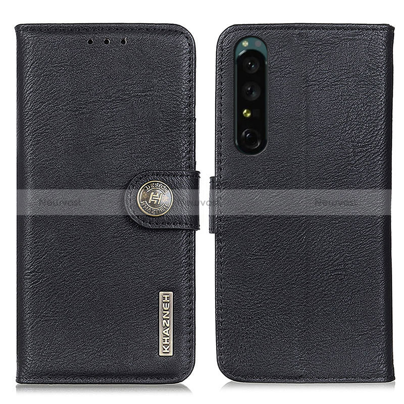 Leather Case Stands Flip Cover Holder K02Z for Sony Xperia 1 IV Black