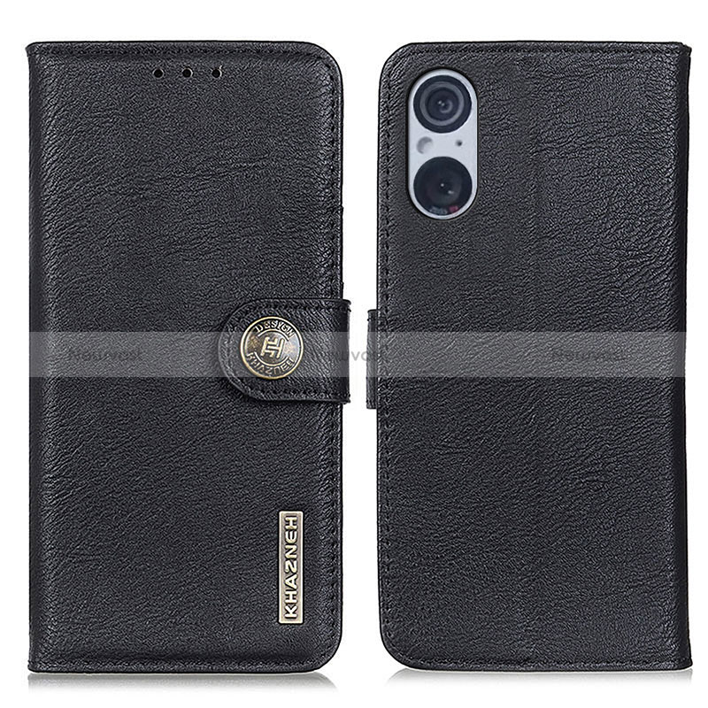 Leather Case Stands Flip Cover Holder K02Z for Sony Xperia 5 V Black