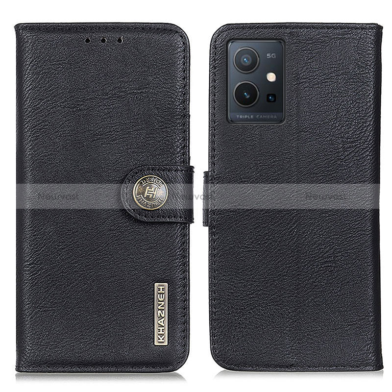 Leather Case Stands Flip Cover Holder K02Z for Vivo Y30 5G Black