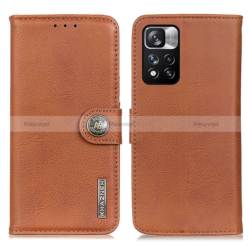 Leather Case Stands Flip Cover Holder K02Z for Xiaomi Mi 11i 5G (2022) Brown
