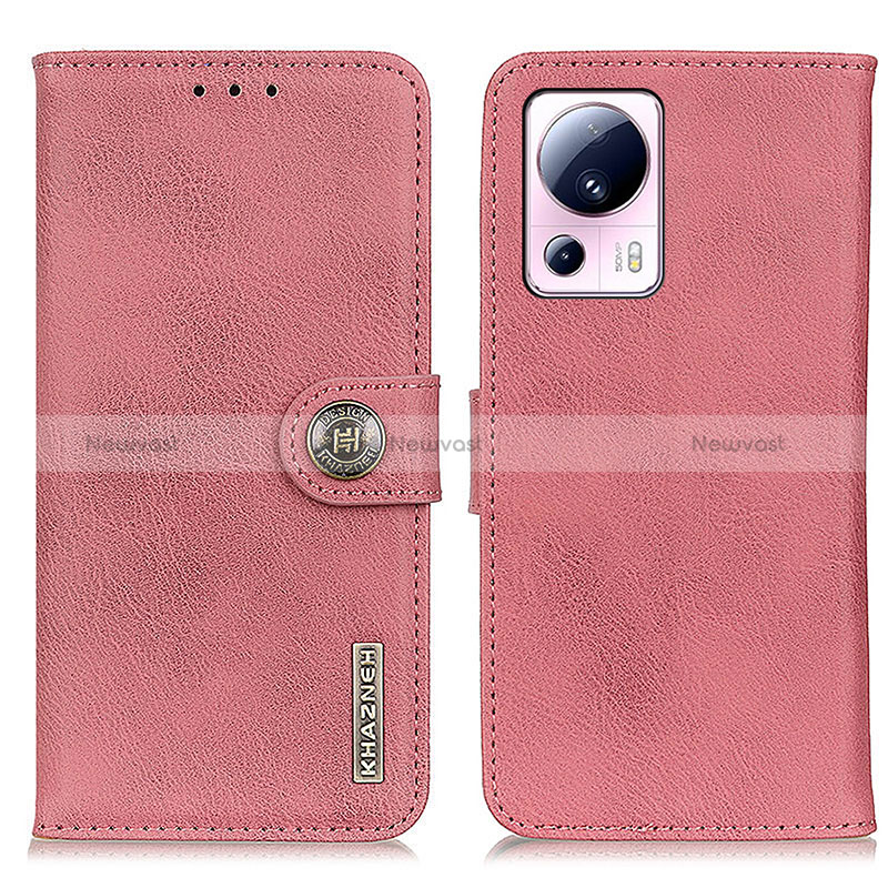 Leather Case Stands Flip Cover Holder K02Z for Xiaomi Mi 13 Lite 5G Pink