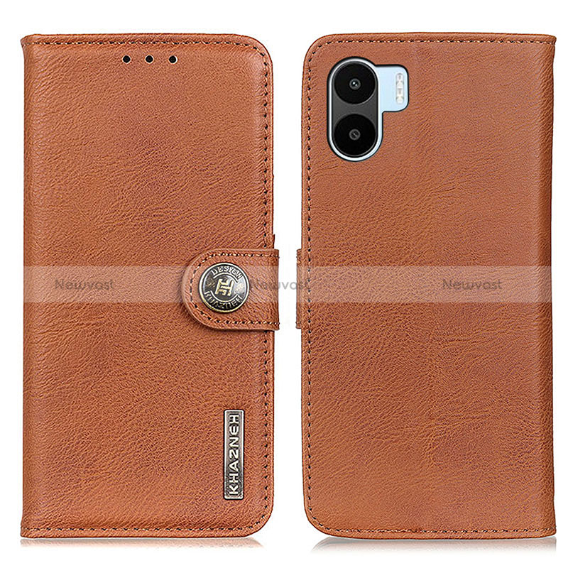 Leather Case Stands Flip Cover Holder K02Z for Xiaomi Poco C50 Brown