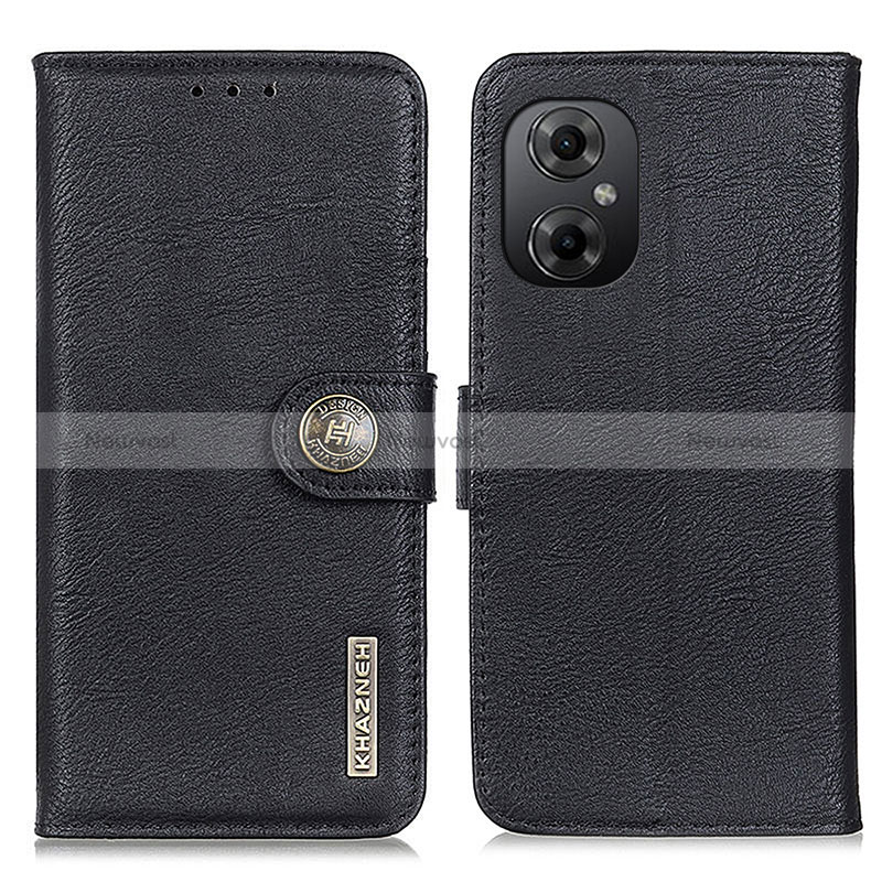 Leather Case Stands Flip Cover Holder K02Z for Xiaomi Poco M4 5G Black