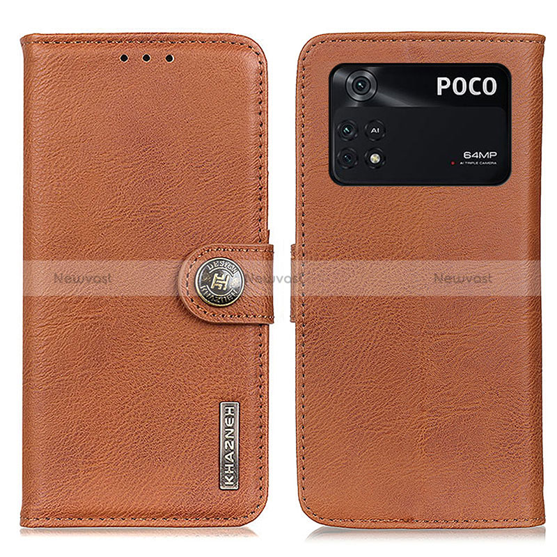 Leather Case Stands Flip Cover Holder K02Z for Xiaomi Poco M4 Pro 4G