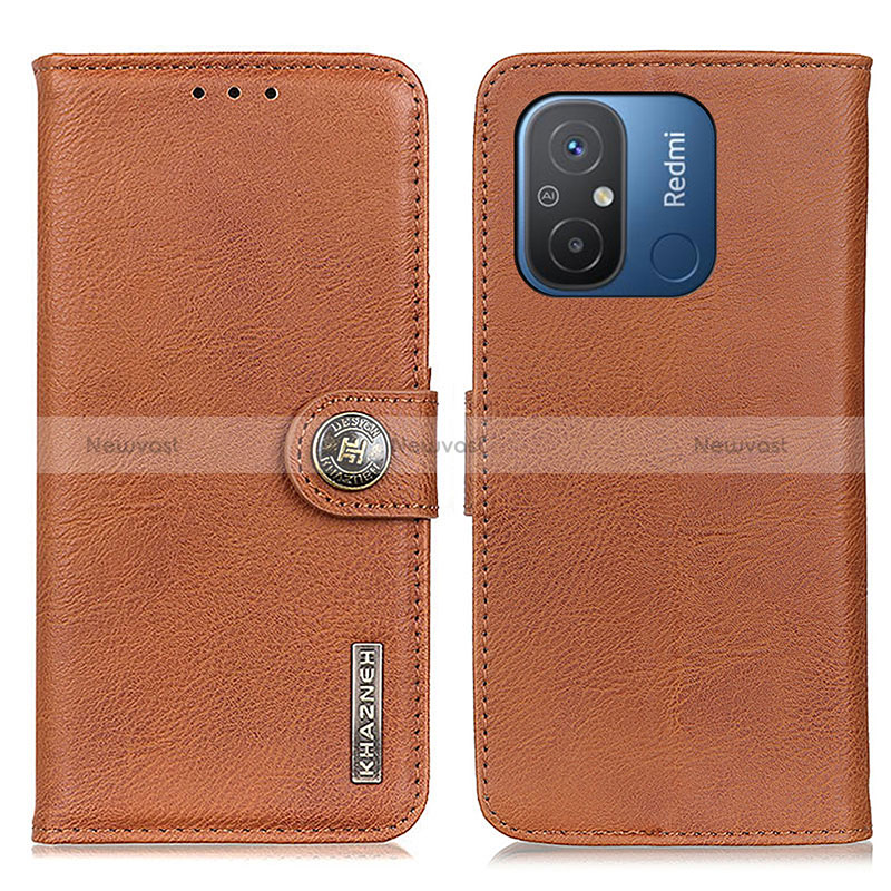 Leather Case Stands Flip Cover Holder K02Z for Xiaomi Redmi 11A 4G Brown