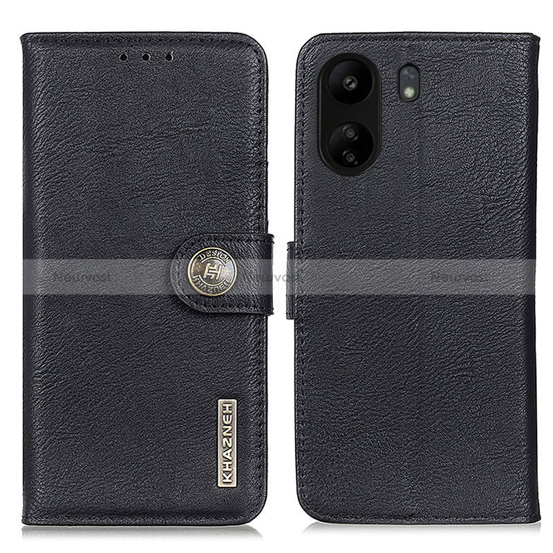 Leather Case Stands Flip Cover Holder K02Z for Xiaomi Redmi 13C Black