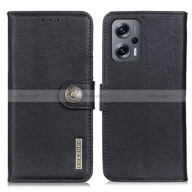 Leather Case Stands Flip Cover Holder K02Z for Xiaomi Redmi K50i 5G Black