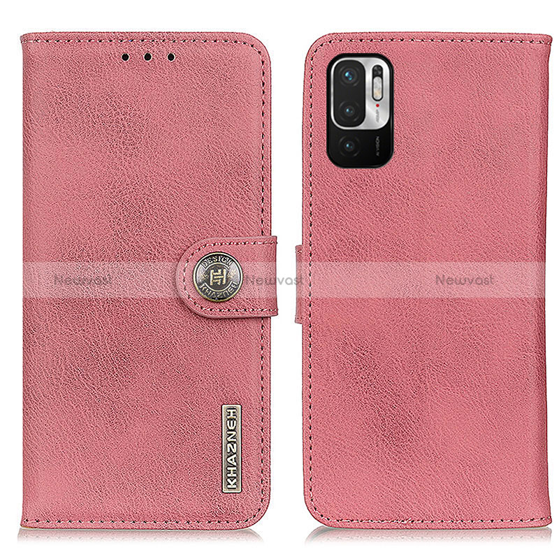 Leather Case Stands Flip Cover Holder K02Z for Xiaomi Redmi Note 10 JE 5G Pink