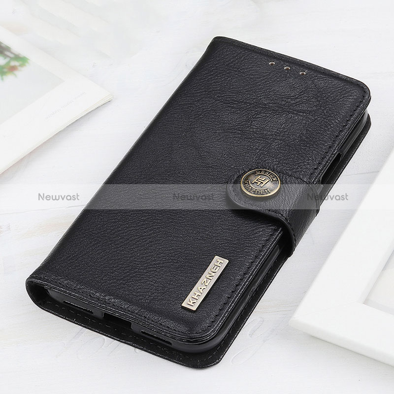 Leather Case Stands Flip Cover Holder K02Z for Xiaomi Redmi Note 10 Pro 4G Black