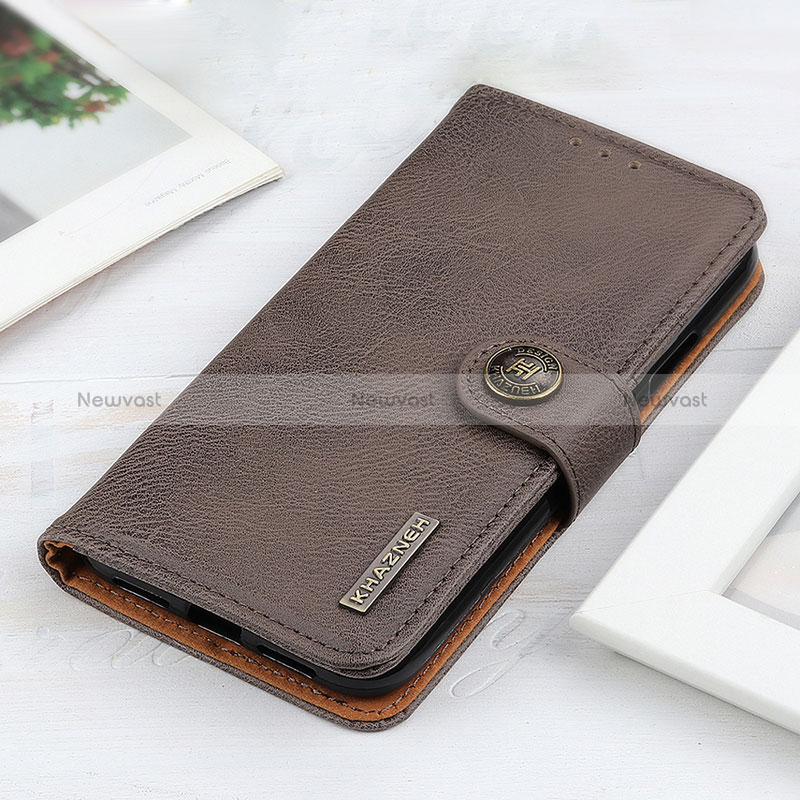 Leather Case Stands Flip Cover Holder K02Z for Xiaomi Redmi Note 10 Pro 4G Gray