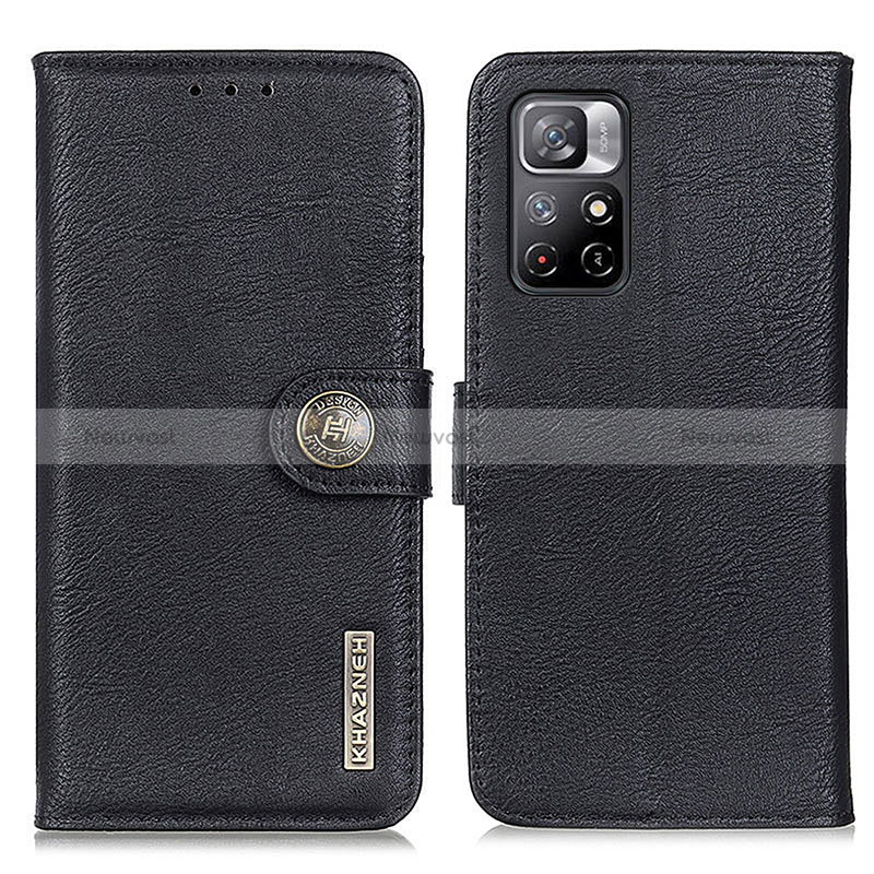 Leather Case Stands Flip Cover Holder K02Z for Xiaomi Redmi Note 11 5G Black