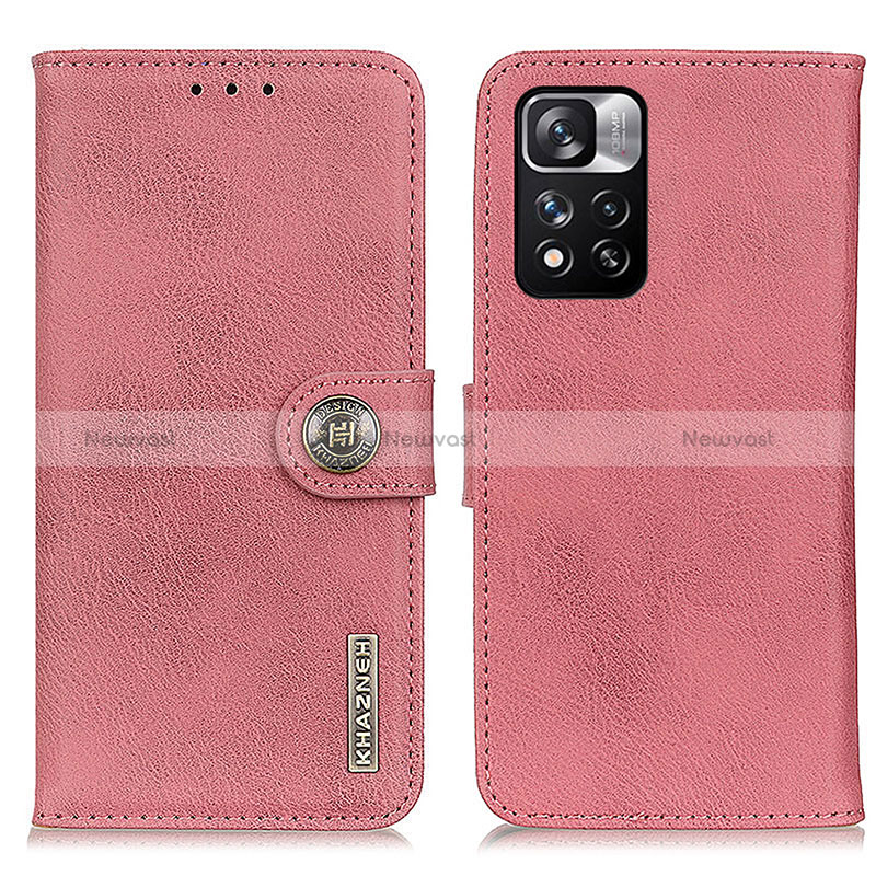 Leather Case Stands Flip Cover Holder K02Z for Xiaomi Redmi Note 11 Pro+ Plus 5G Pink