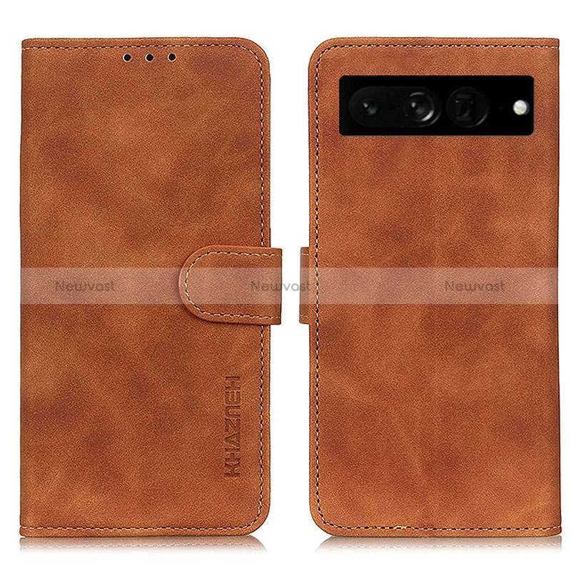 Leather Case Stands Flip Cover Holder K03Z for Google Pixel 7 Pro 5G Brown