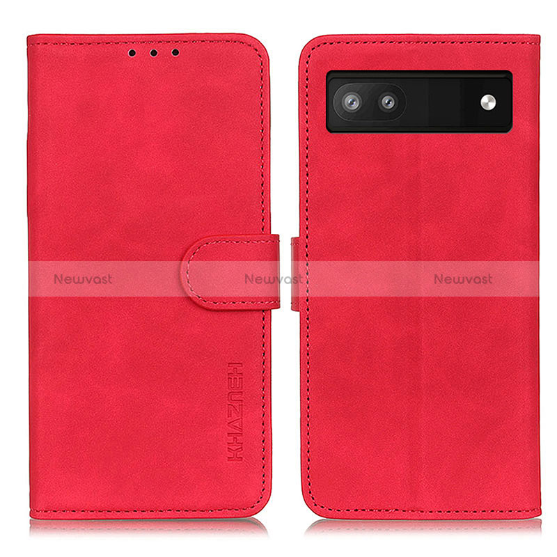 Leather Case Stands Flip Cover Holder K03Z for Google Pixel 7a 5G Red