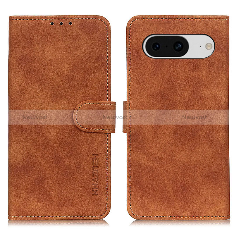 Leather Case Stands Flip Cover Holder K03Z for Google Pixel 8 5G Brown