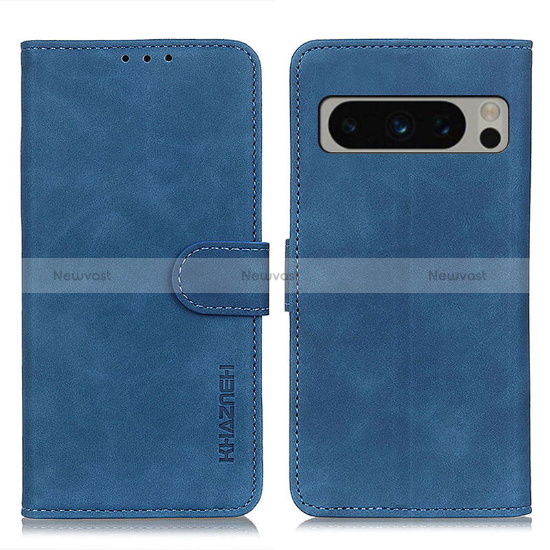 Leather Case Stands Flip Cover Holder K03Z for Google Pixel 8 Pro 5G Blue
