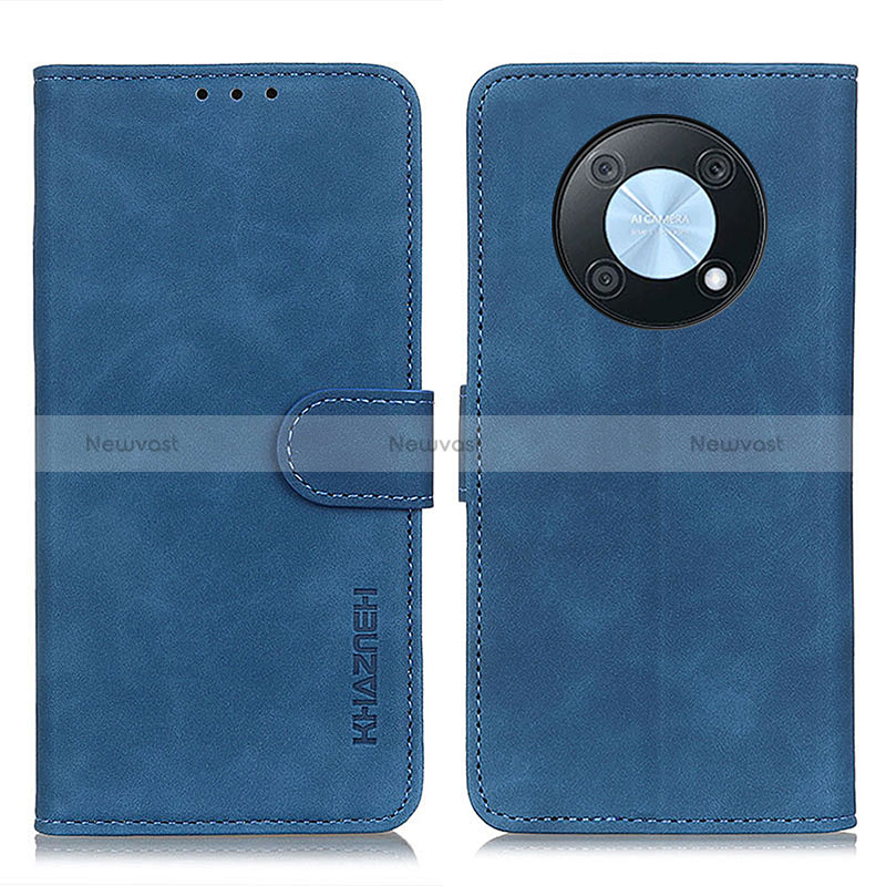 Leather Case Stands Flip Cover Holder K03Z for Huawei Enjoy 50 Pro Blue