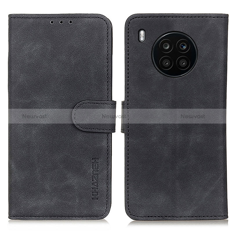 Leather Case Stands Flip Cover Holder K03Z for Huawei Honor 50 Lite Black