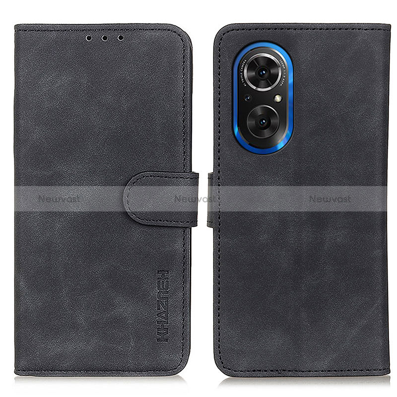 Leather Case Stands Flip Cover Holder K03Z for Huawei Honor 50 SE 5G Black