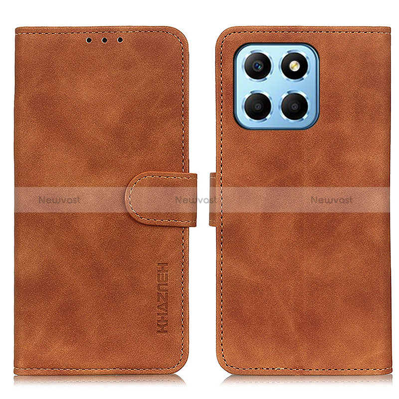 Leather Case Stands Flip Cover Holder K03Z for Huawei Honor 70 Lite 5G Brown