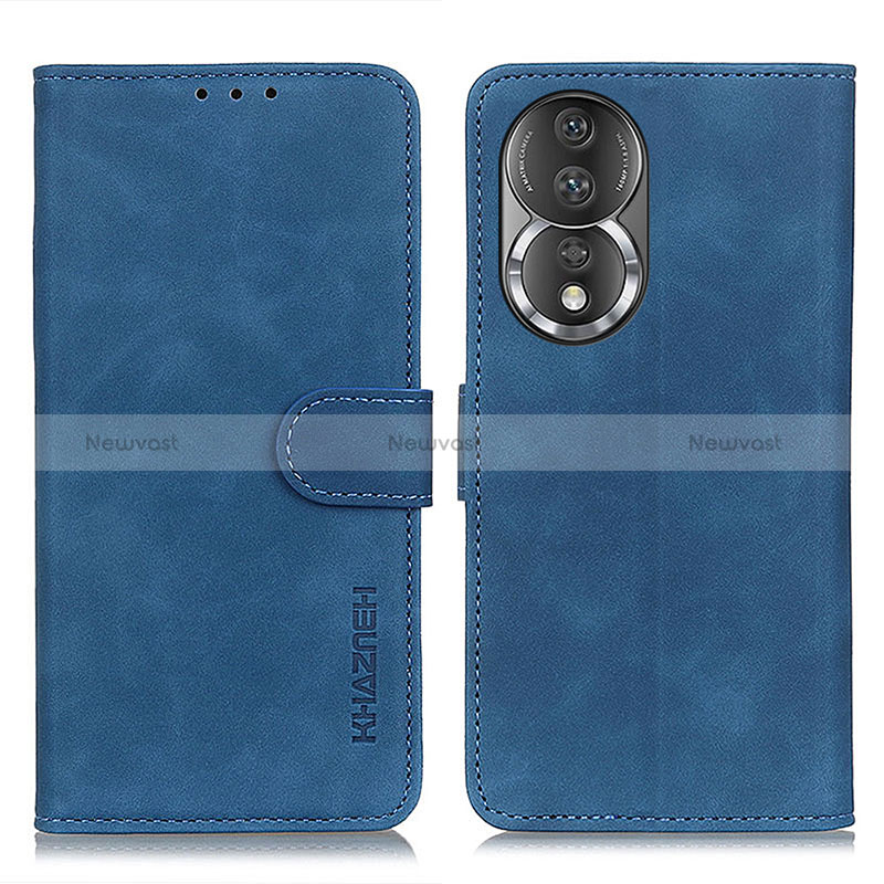 Leather Case Stands Flip Cover Holder K03Z for Huawei Honor 80 5G Blue