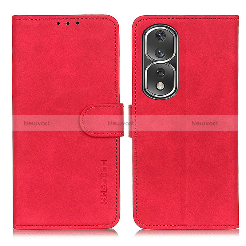 Leather Case Stands Flip Cover Holder K03Z for Huawei Honor 80 Pro Flat 5G Red