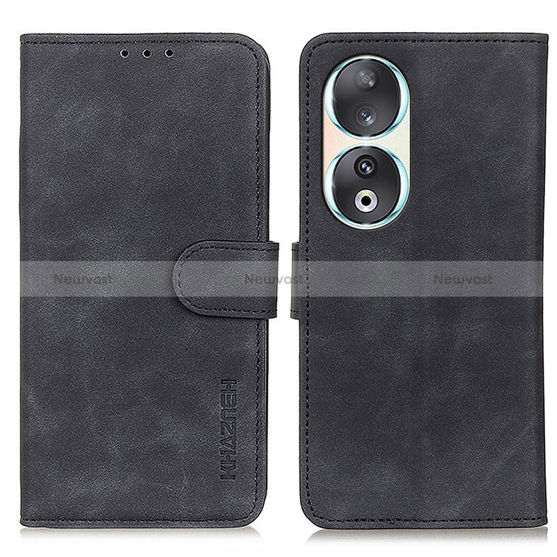 Leather Case Stands Flip Cover Holder K03Z for Huawei Honor 90 5G Black