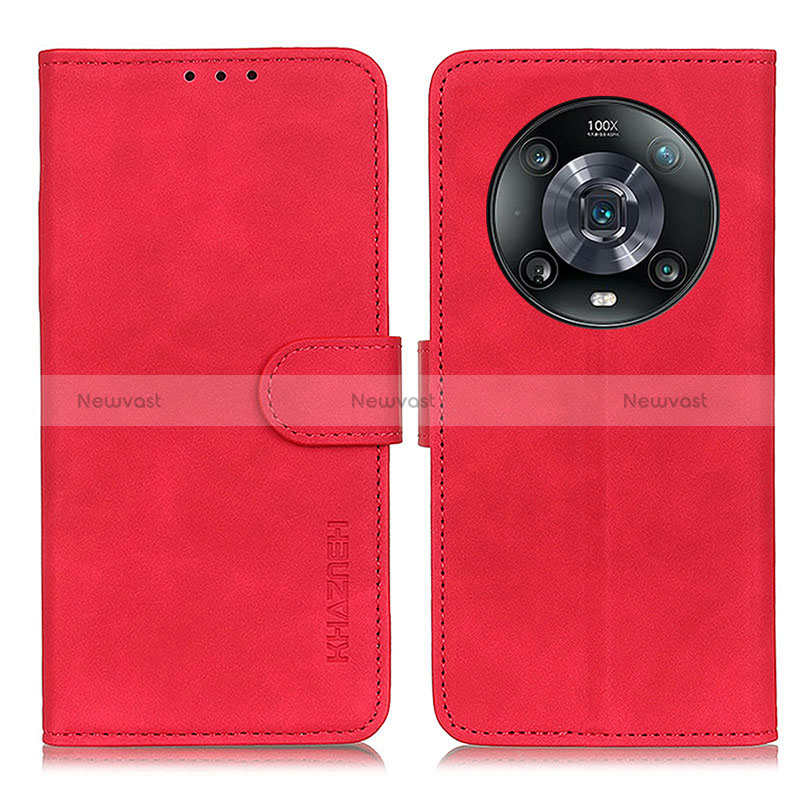 Leather Case Stands Flip Cover Holder K03Z for Huawei Honor Magic4 Pro 5G Red