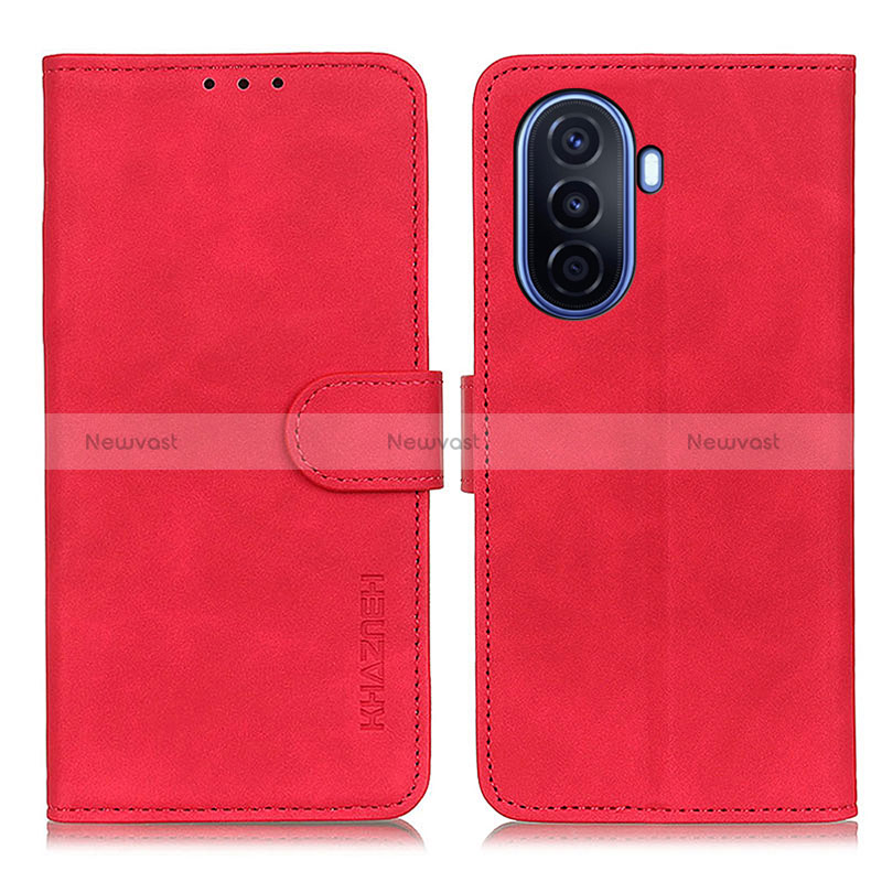 Leather Case Stands Flip Cover Holder K03Z for Huawei Nova Y71 Red