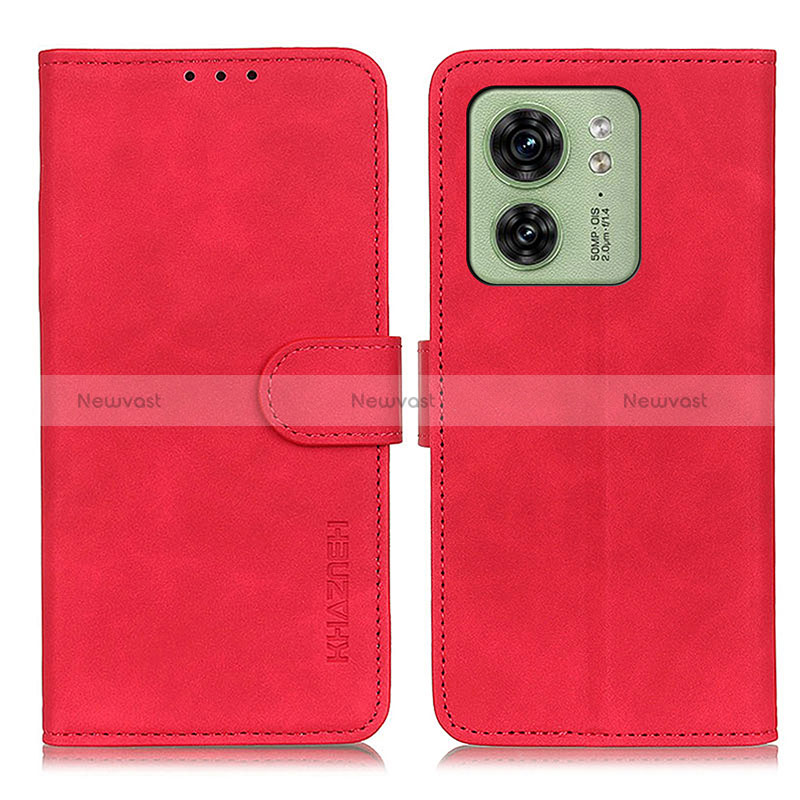 Leather Case Stands Flip Cover Holder K03Z for Motorola Moto Edge (2023) 5G Red