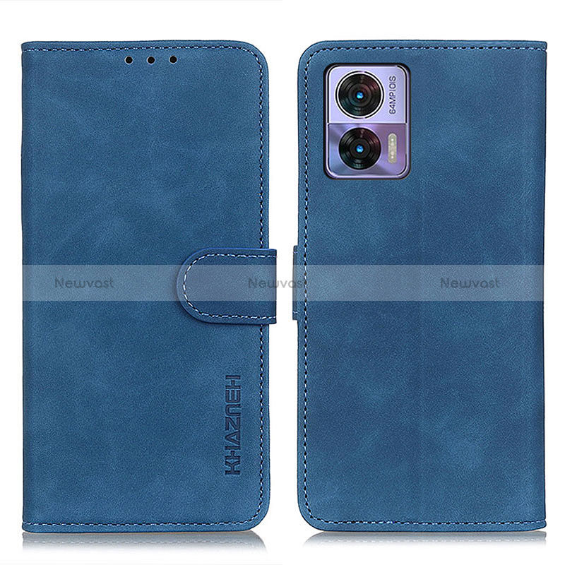 Leather Case Stands Flip Cover Holder K03Z for Motorola Moto Edge 30 Lite 5G Blue